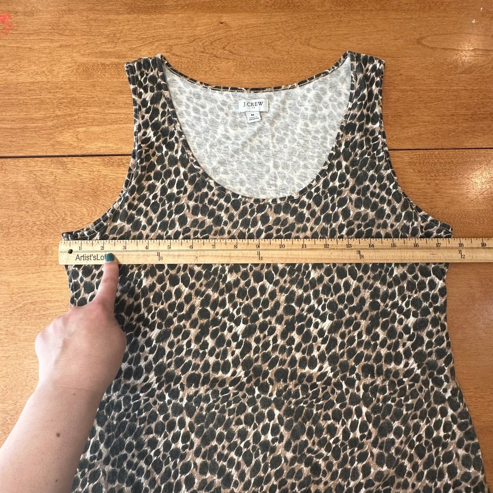 J Crew Midi Dress Women M Leopard Print Sleeveless Cotton Slit Hem Mob Wife Chic - Picture 6 of 11